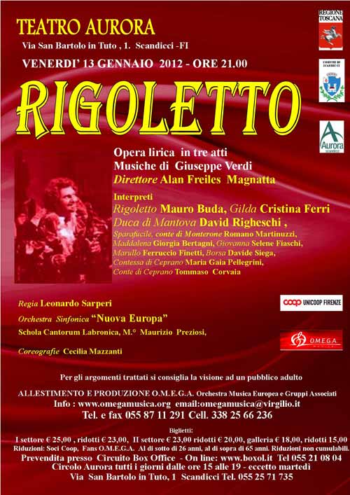 Locandina Rigoletto di Giuseppe Verdi Teatro Aurora di Scandicci